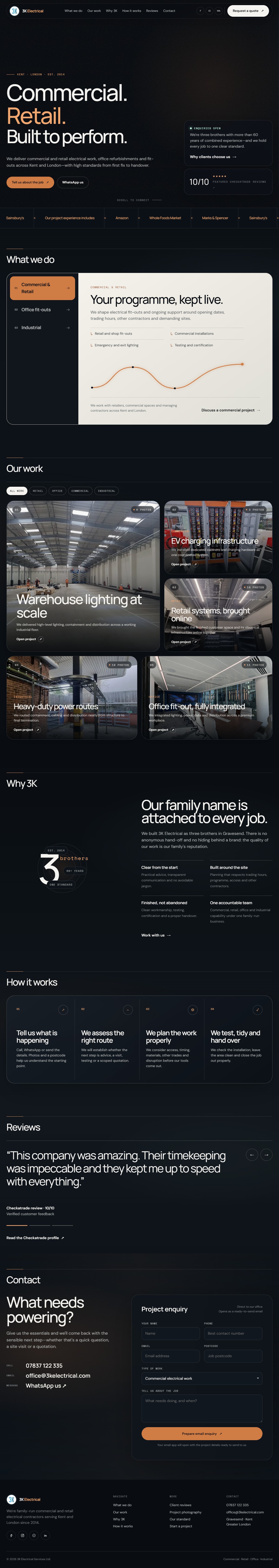 Full website design for 3K Electrical